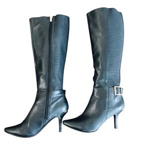 Calvin Klein Juliette Wide Calf Black Knee-High Boots